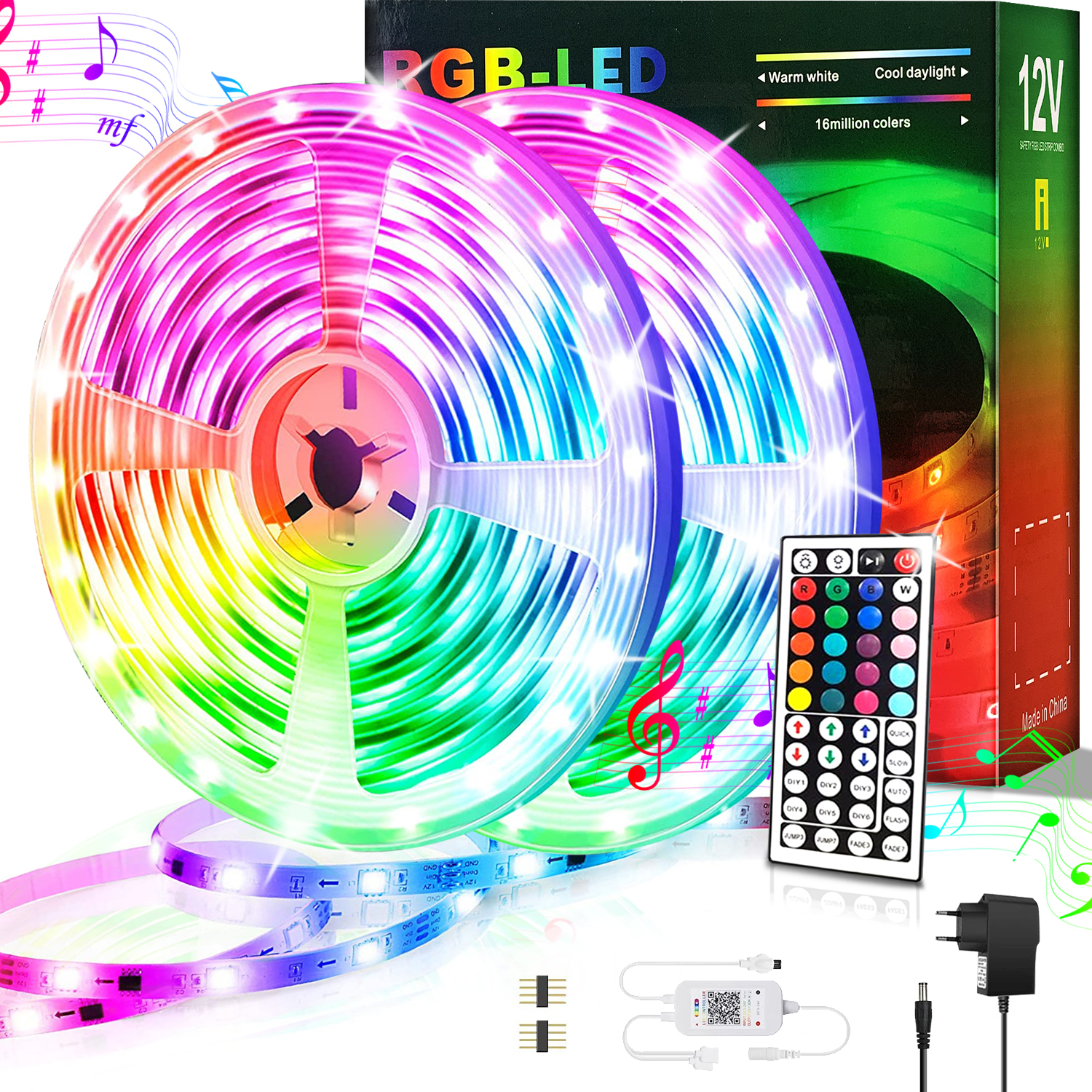 DEDOM LED Lichtstreifen, Meter, Leuchtstreifen RGB, RGB LED-Leuchten, Bareboard LED Infrarot-Fernbedienung 20 RGB