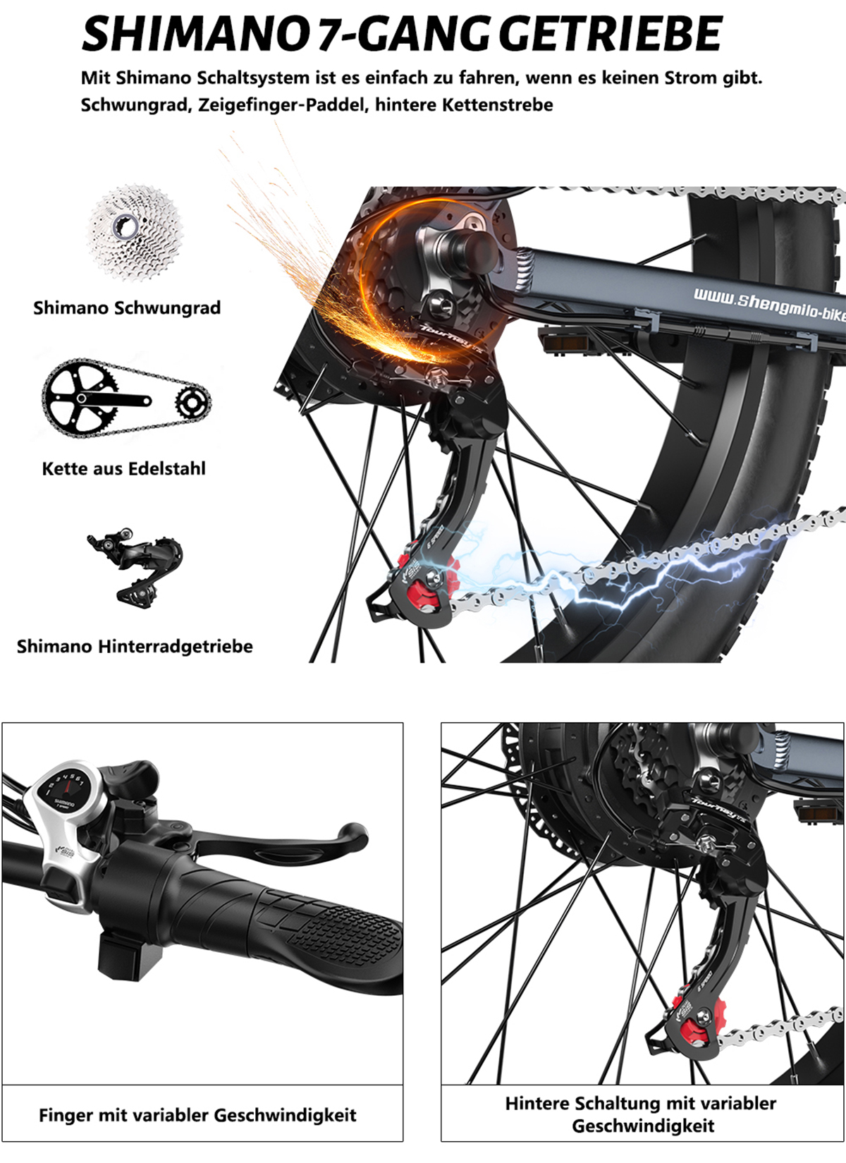 SHENGMILO MX05 Elektrofahrrad für Erwachsene, grau) (Laufradgröße: vollgefederte 840Wh, Strand-Mountainbike, Mountainbike Zoll, Stoßdämpfung 26 Unisex-Rad