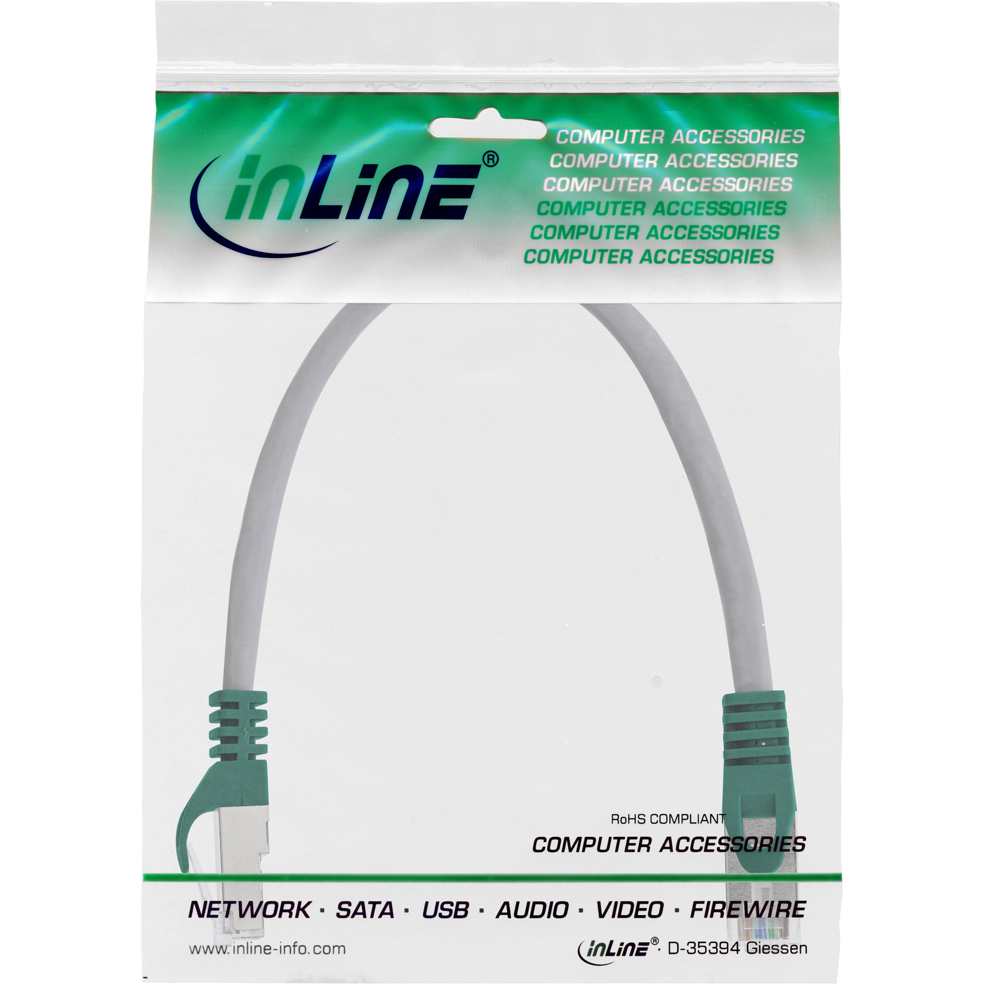 INLINE InLine® Patchkabel, grau, Crossover SF/UTP, 0,25 m 0,25m Kabel, Patchkabel, Cat.5e