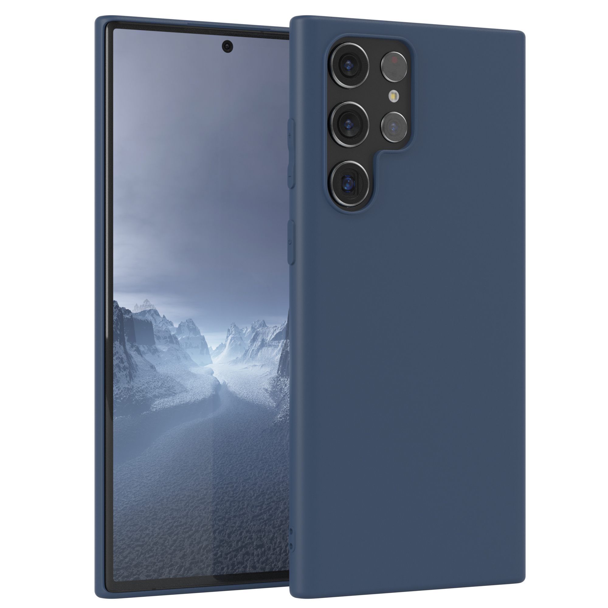 Eine blaue Handyhülle, die ein Smartphone schützt.