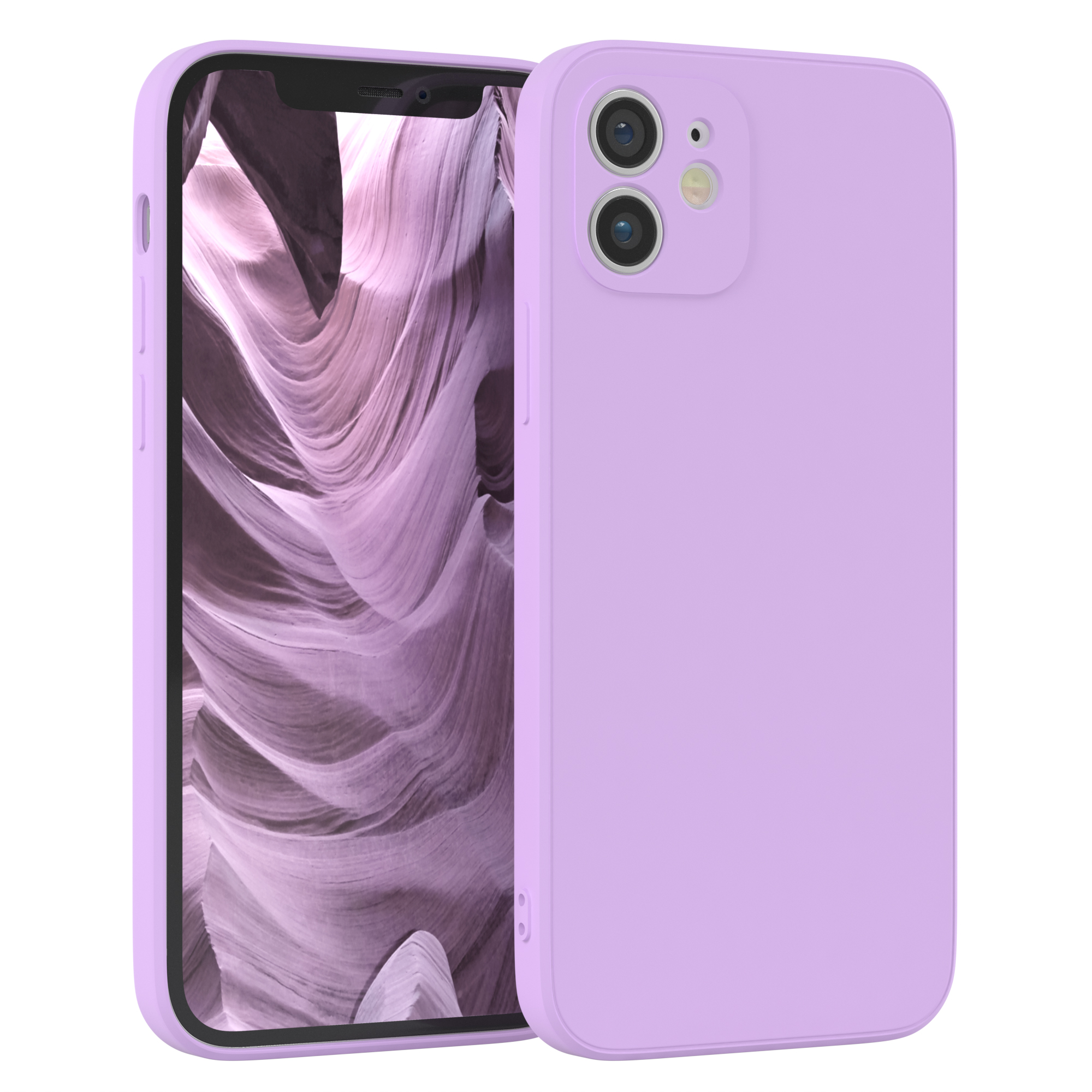 CASE 12, EAZY TPU Backcover, Lila Apple, Lavendel Matt, Silikon Handycase iPhone