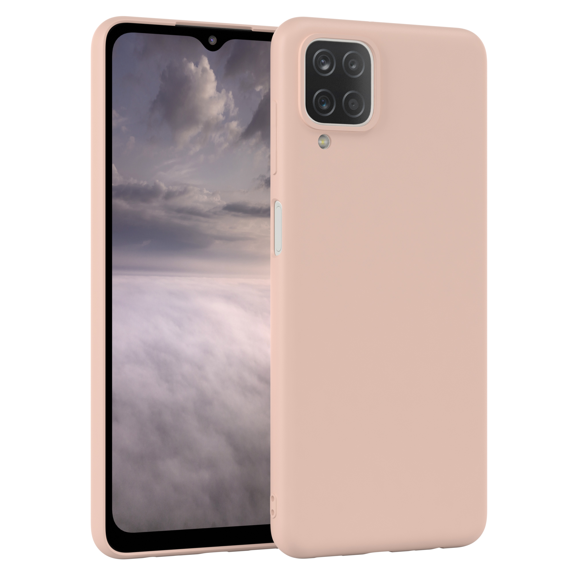 Rosa Telefon mit vier Kameras, neben einem ähnlichen Telefon. Beide sind rosa.