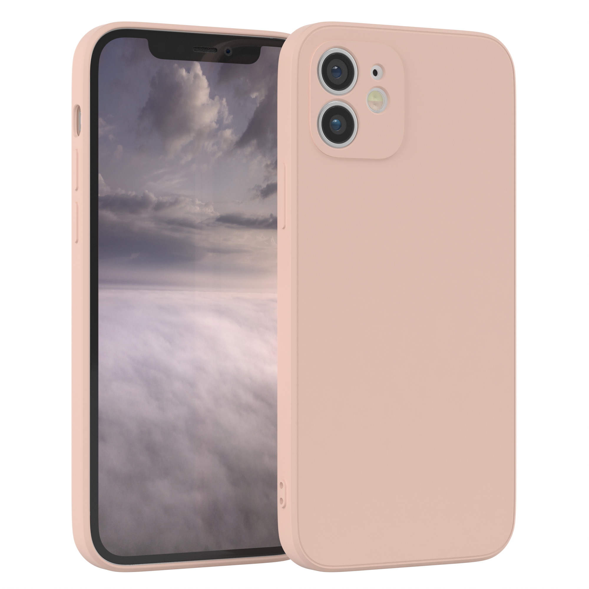 Rosa Telefon mit Dual-Kameras neben einem ähnlichen Telefon. Beide sind rosa.