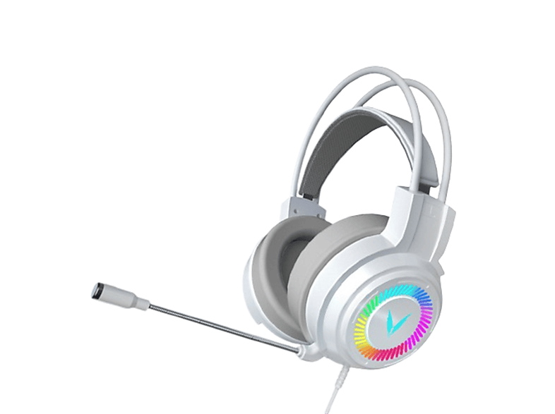 SYNTEK Kopfhörer mit Kopfbügel 7.1-Kanal-Kabelkopfhörer Bluetooth Bluetooth Mikrofon, Over-ear Kopfhörer mit weiß