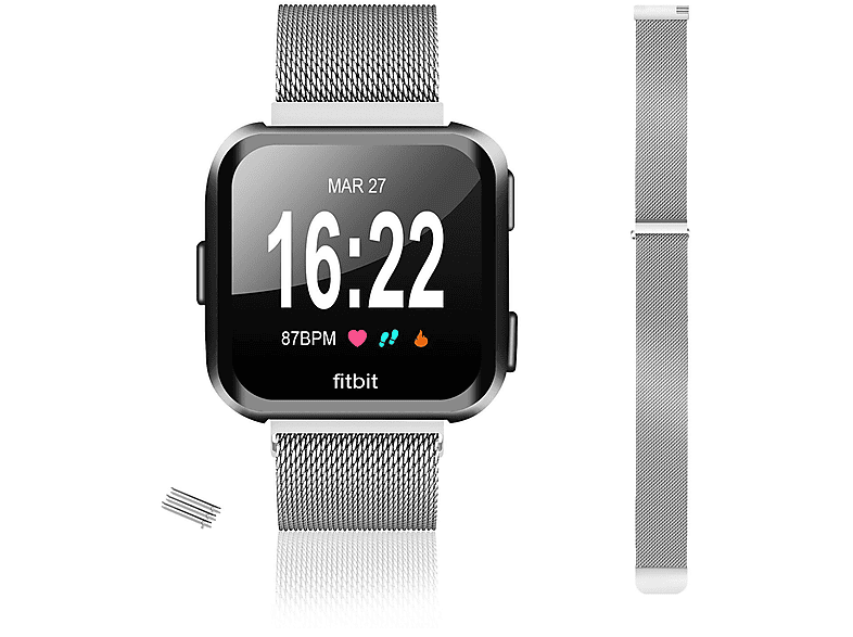 DIIDA Smartwatch-Armband Smartwatch Smartwatch-Armband, 2 Armbänder, /Lite, für Uhrenarmbänder, 18mm, Silber Fitbit / Versa Watch Fitbit