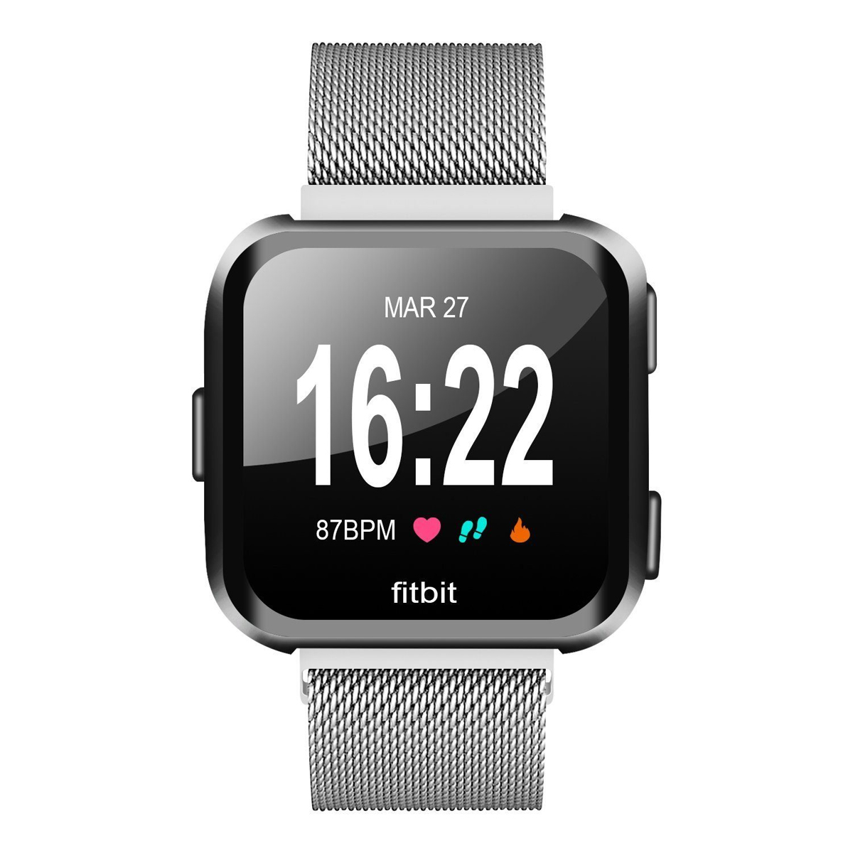 DIIDA Smartwatch-Armband Smartwatch Smartwatch-Armband, 2 Armbänder, /Lite, für Uhrenarmbänder, 18mm, Silber Fitbit / Versa Watch Fitbit