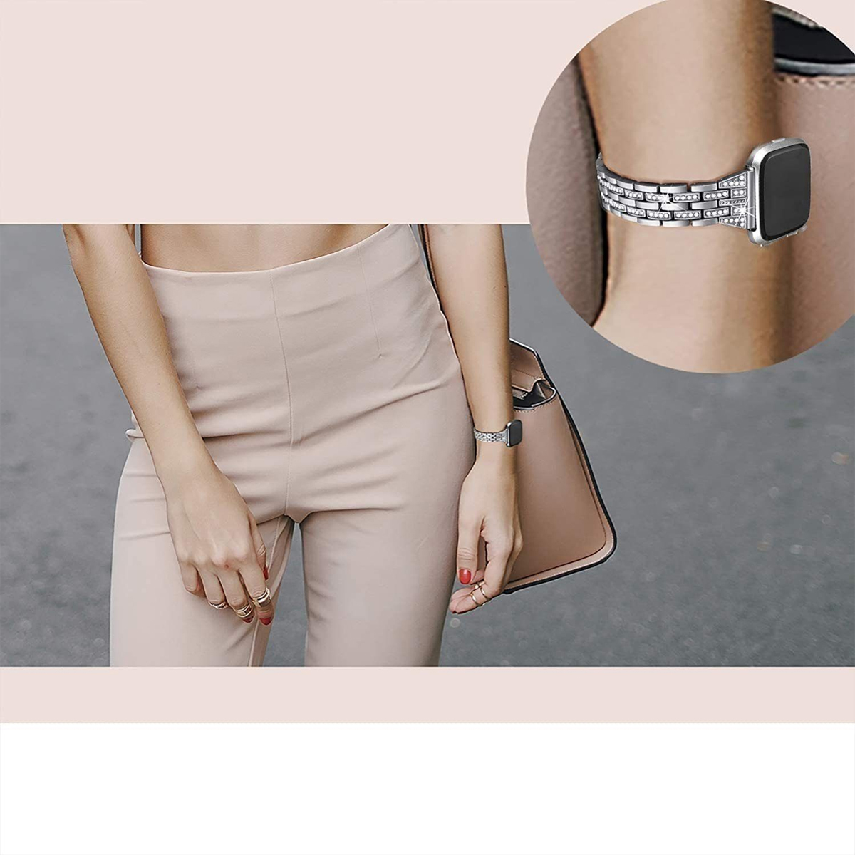 Band, Armbänder, 22mm, 2/Versa Watch Band, Silber DIIDA Watch für Fitbit, SE, Versa/Versa Lite/Versa Smartwatch Smartwatch-Armband