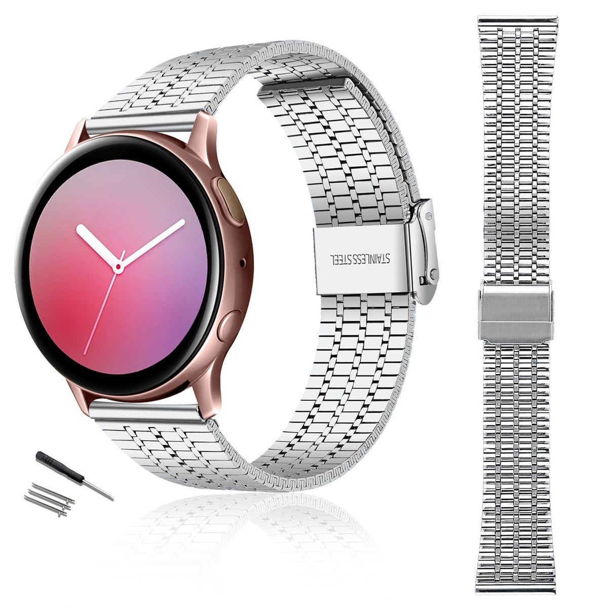 DIIDA Smartwatch-Armband Silber Samsung, Smartwatch-Armband,Watch Watch Smartwatch Galaxy 20mm, für Watch, Armbänder, Band,Armband,Geeignet