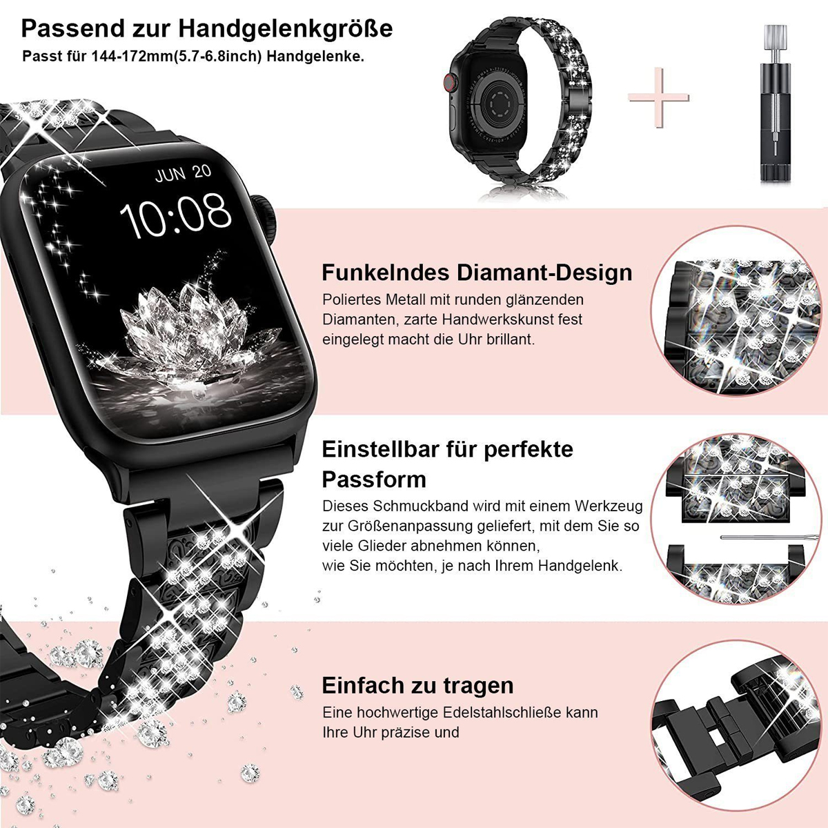 Apple Watch Watch, Apple, Watch Schwarz Armbänder, für Smartwatch-Armband 38/40/41mm, DIIDA Smartwatch Band Armband, Band,