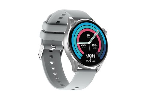 Smartwatch - SYNTEK Reloj Inteligente Tensión Arterial Monitor de Oxígeno  NFC Reloj con Correa de Acero, Plata