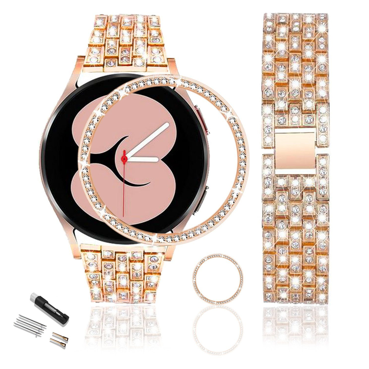 DIIDA Smartwatch-Armband Armband, diamantenes Uhrenarmband, Armbänder, 22mm, Galaxy Smartwatch Watch, Samsung, für Uhrenring, Watch Roségold