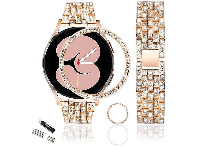 DIIDA Smartwatch-Armband Armband, Uhrenring, diamantenes Galaxy Samsung, Armbänder, Uhrenarmband, Smartwatch Watch, 22mm, Roségold Watch für