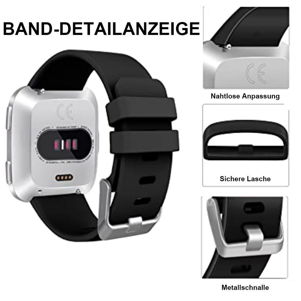 Fitbit Smartwatch Armbänder, Smartwatch Watchband, Fitbit, Uhrenarmband, Für Schwarz 22mm, Watch Versa-Armband, DIIDA Armband,