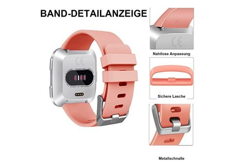 DIIDA Smartwatch Uhrenarmband, Watchband, Armband, Für Fitbit Versa/2/Lite,  Silikon, 22 mm, Smartwatch Armbänder, Fitbit, Watch 22mm, Rosa | MediaMarkt