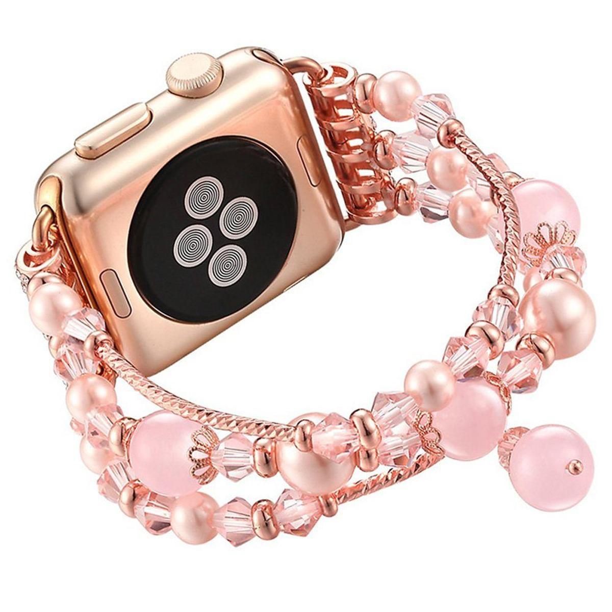 DIIDA Smartwatch Band, Uhrenarmband, Rosa Apple, Apple Smartwatch Watch Watch, Armbänder, Achat Perle, für 42/44/45MM, 42/44/45mm