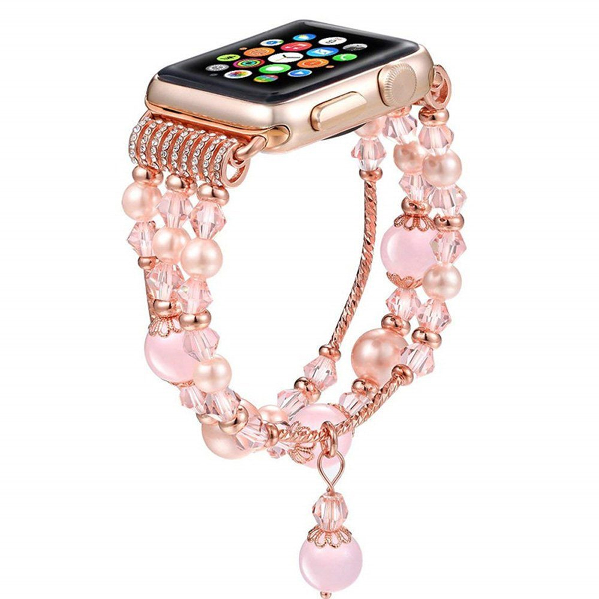DIIDA Smartwatch Band, Uhrenarmband, Achat 42/44/45mm, Perle, Watch, für Apple Armbänder, 42/44/45MM, Rosa Smartwatch Watch Apple