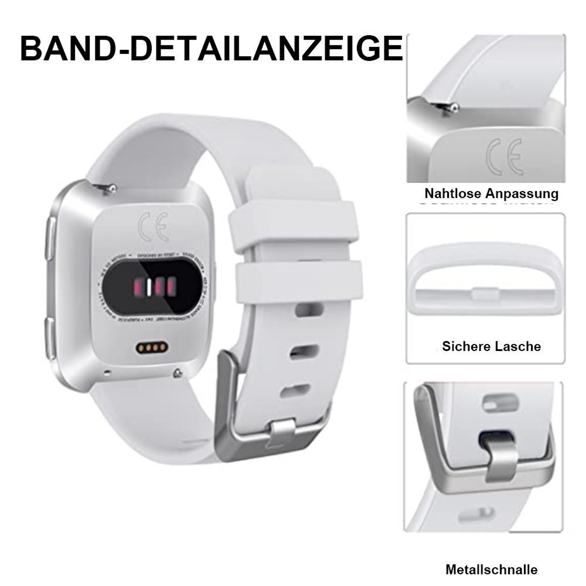 DIIDA Smartwatch-Armband Uhrenarmband,Watchband, Fitbit, Weiss Armbänder, Watch 22mm, Smartwatch Fitbit Versa-Armband, Für