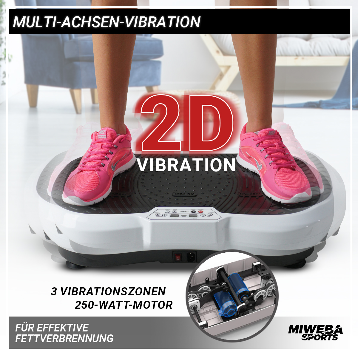 weiß MIWEBA 2D SPORTS Vibrationsplatte, MV100
