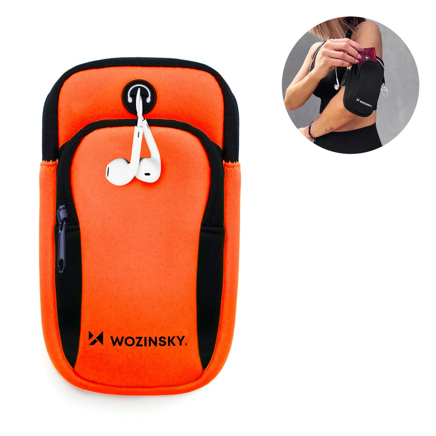 WOZINSKY Laufband für Handys Universal, Universal, Orange Armtasche, Armband