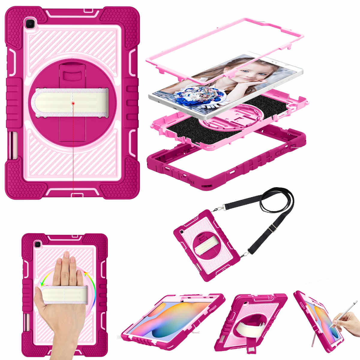 8.7, mit A7 2021 Pink Galaxy Samsung, Hybrid Backcover, Kunststoff Halte-Schlaufe, Hülle Lite Outdoor WIGENTO Tab