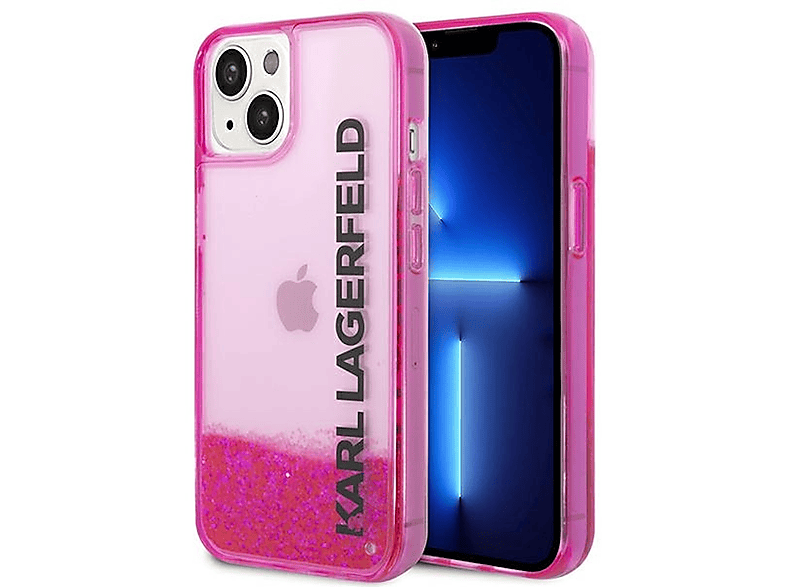 KARL LAGERFELD Liquid Glitter Elong Design Hülle, Backcover, Apple, iPhone 14 Plus, Pink | Backcover
