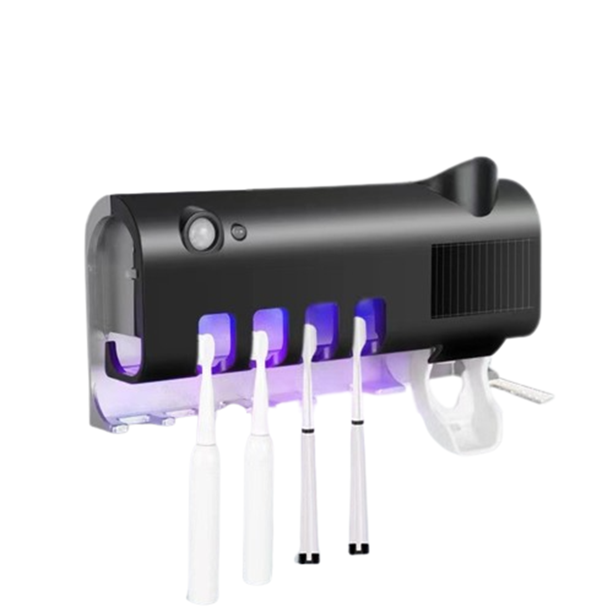LACAMAX Sterilisierter Zahnbürstenhalter Schwarz Zahnbürstenhalter UV Multifunktionaler Zahnpastaquetsche schwarz Zahnbürstenhalter