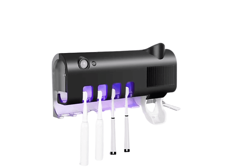 LACAMAX Sterilisierter Zahnbürstenhalter Schwarz UV Multifunktionaler Zahnbürstenhalter Zahnpastaquetsche Zahnbürstenhalter schwarz | home