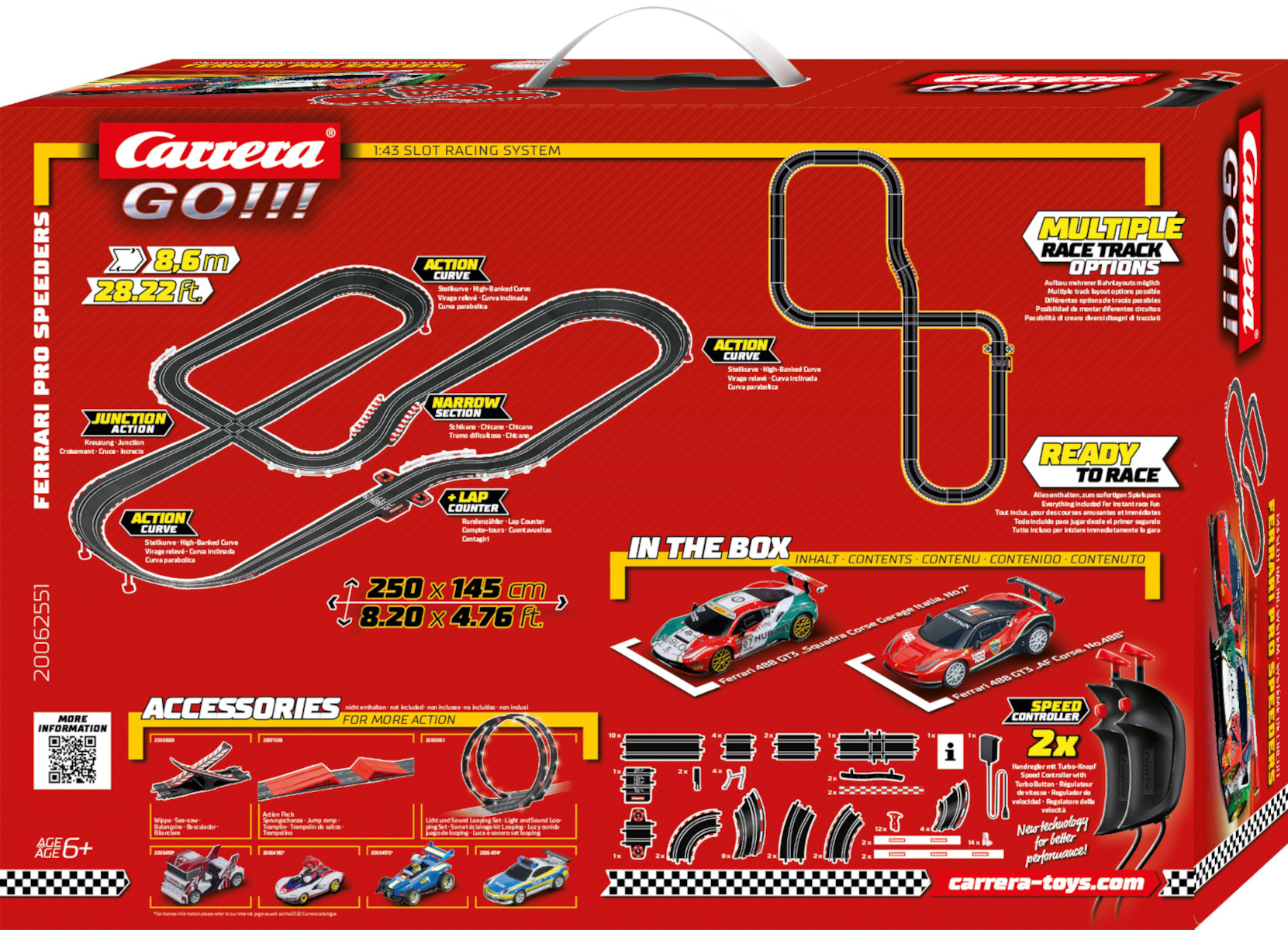 CARRERA Go!!! Komplettset Speeders Komplettset Ferrari 6 Rennbahn Jahren Carrera Pro Rennbahn ab