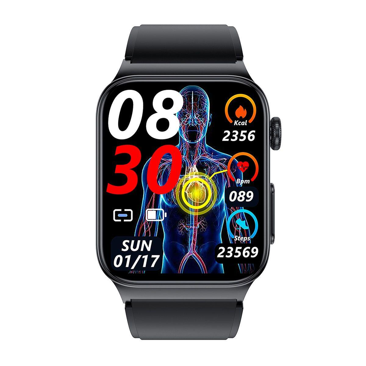 WATCHMARK Cardio One Metall Schwarze Schwarz Silizium, 22mm, Smartwatch