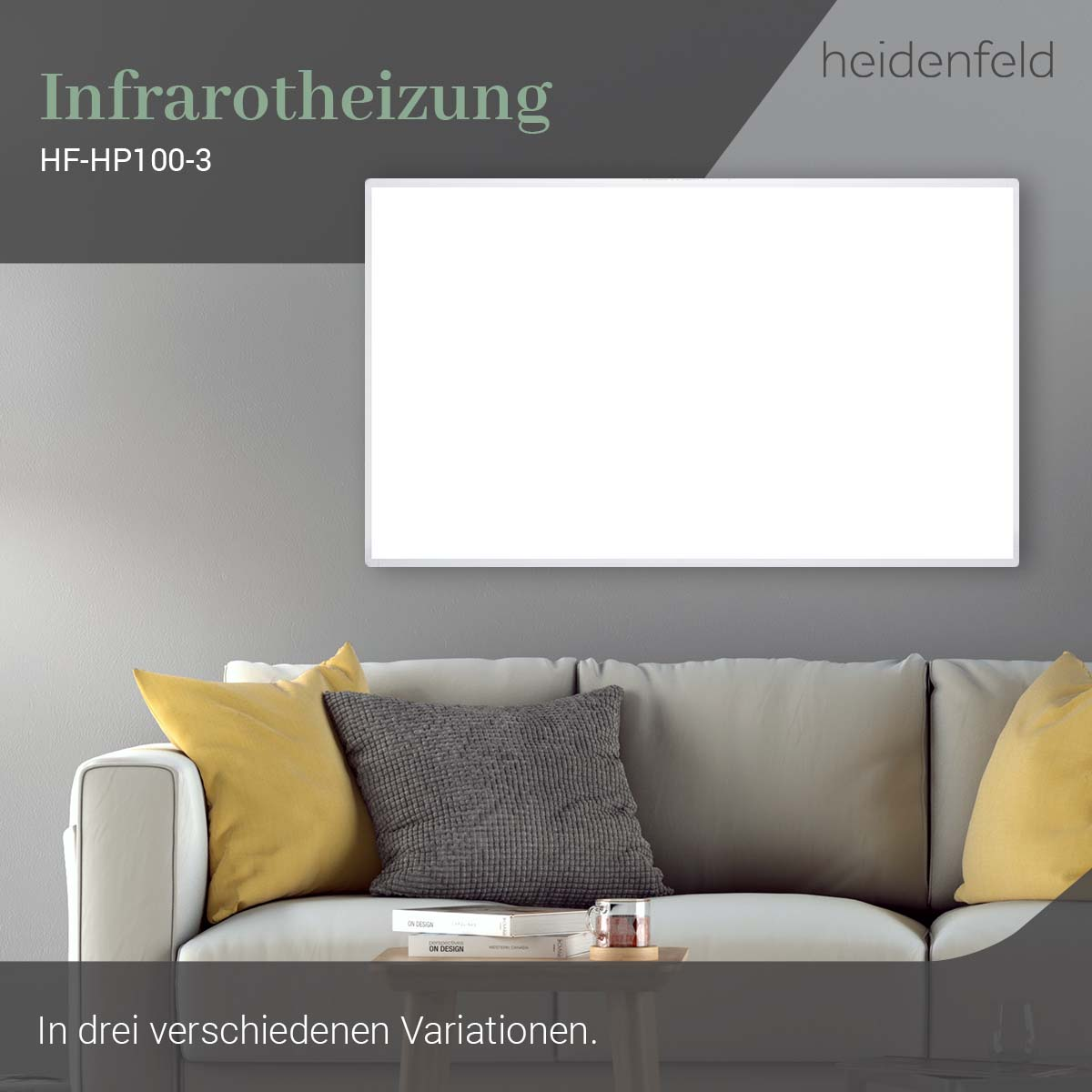 HEIDENFELD HF-HP100-3 Infrarotheizung m²) (400 Watt, 10 Raumgröße