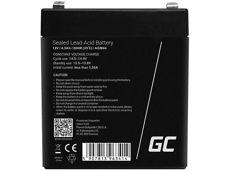 GREEN CELL AGM44 VRLA AGM Batterie, 4,5 mAh