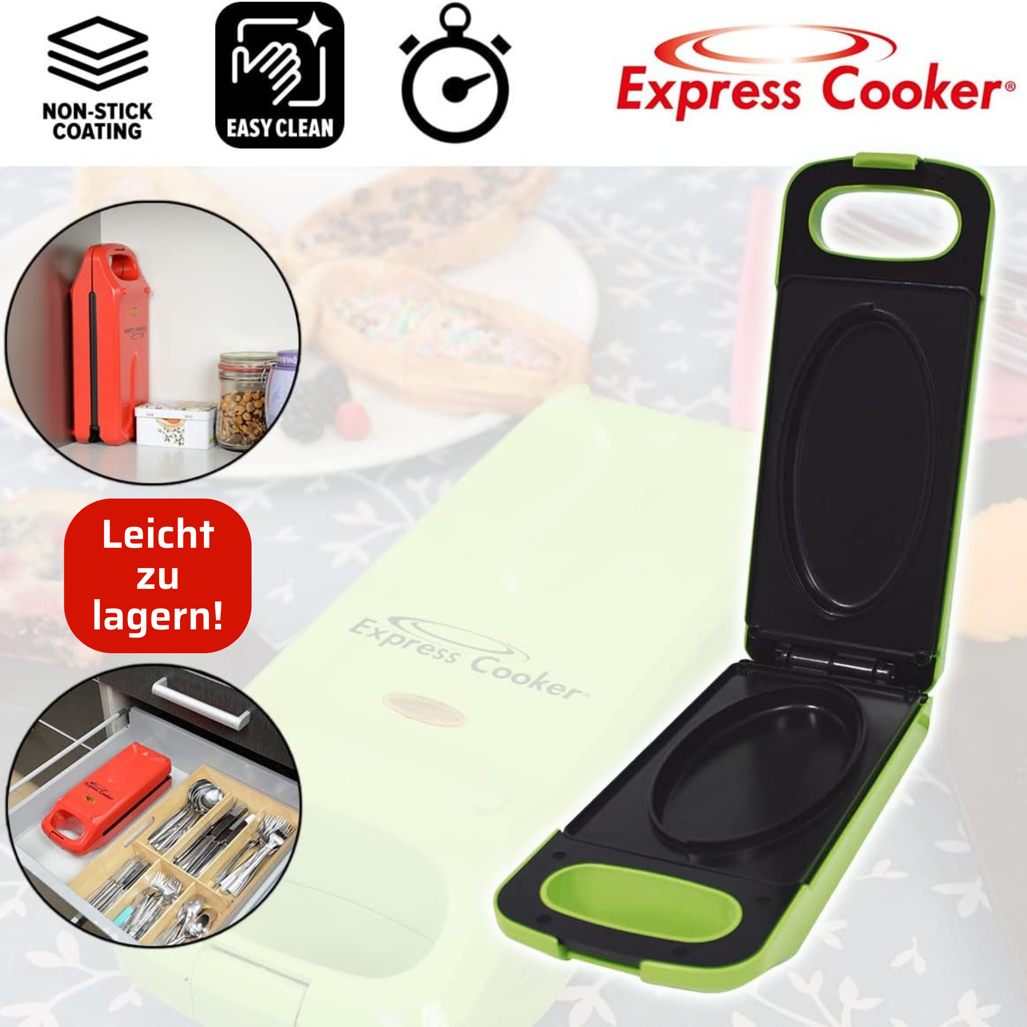 BEST DIRECT Express Cooker® Multigrill, (800 Watt) grün
