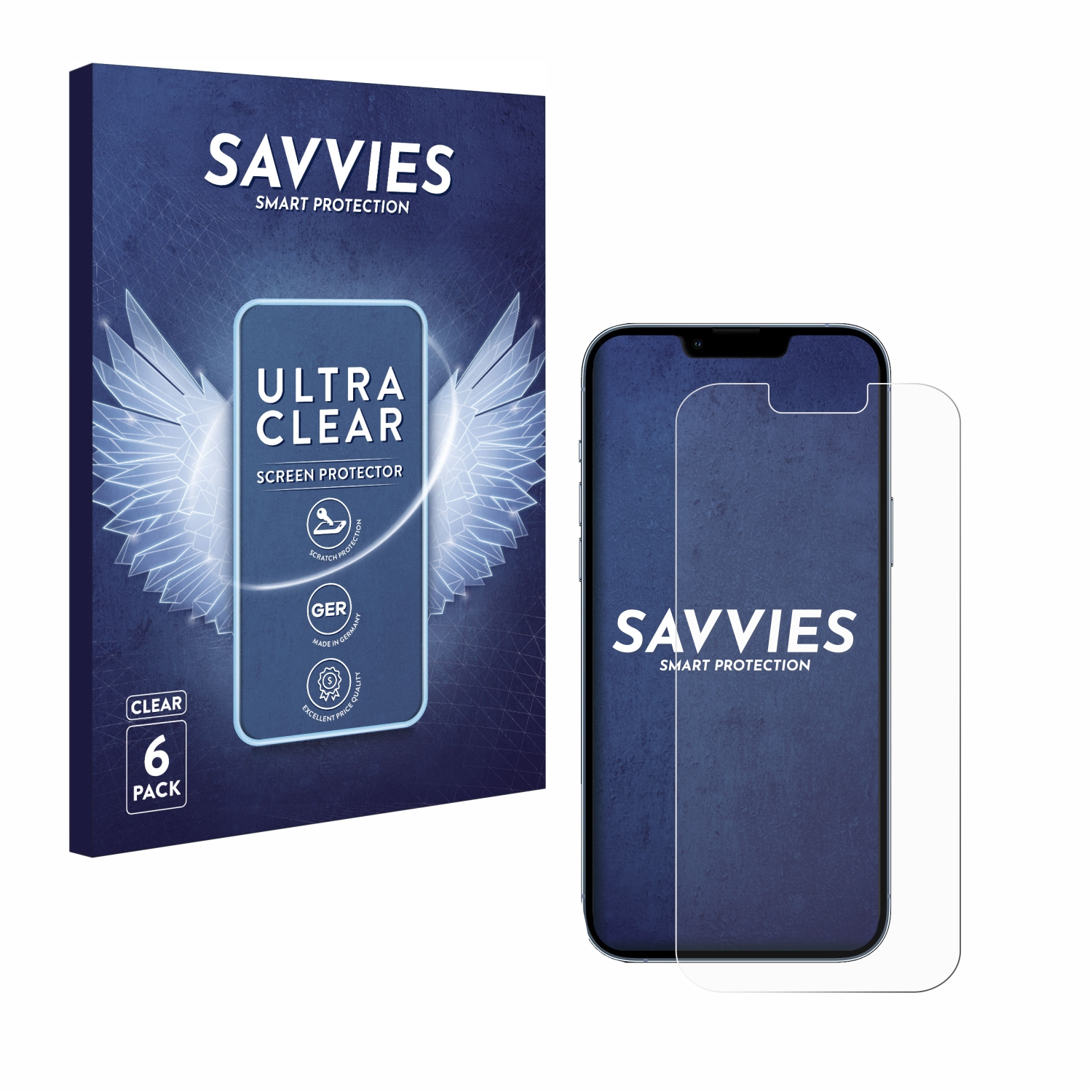 SAVVIES 6x iPhone 13 klare Max) Pro Schutzfolie(für Apple