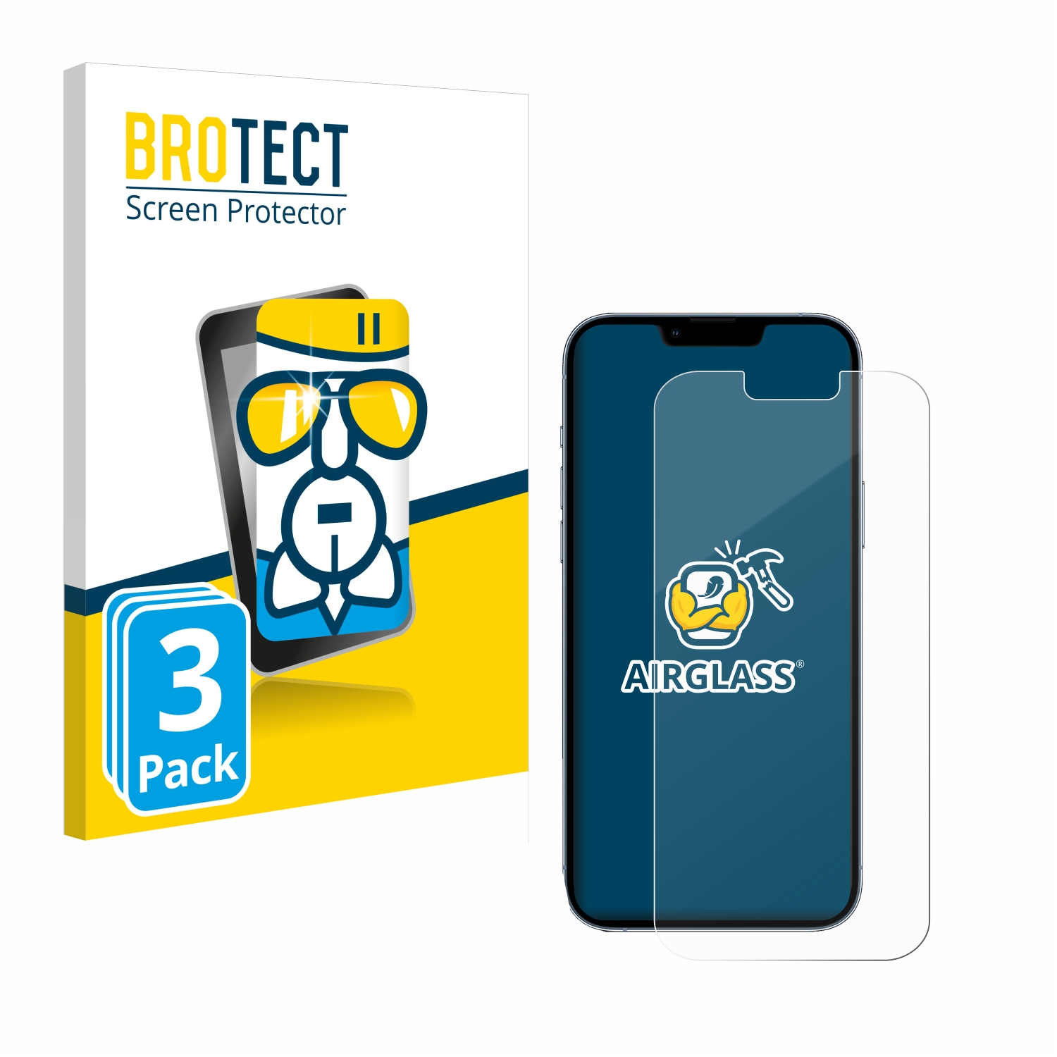 Schutzfolie(für Apple 3x iPhone Pro Airglass BROTECT klare 13 Max)