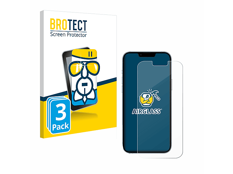 BROTECT 3x Schutzfolie(für Pro iPhone 13 klare Max) Airglass Apple
