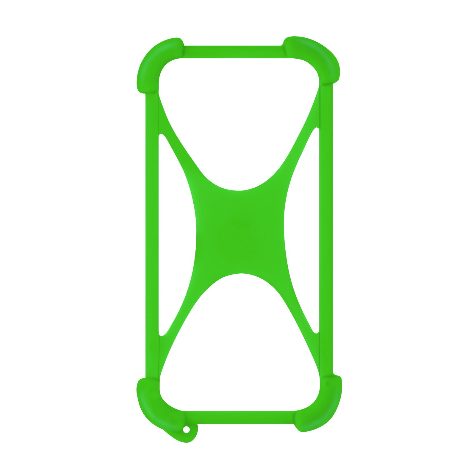 Cornice verde per custodia del telefono. Forma rettangolare con design curvo.