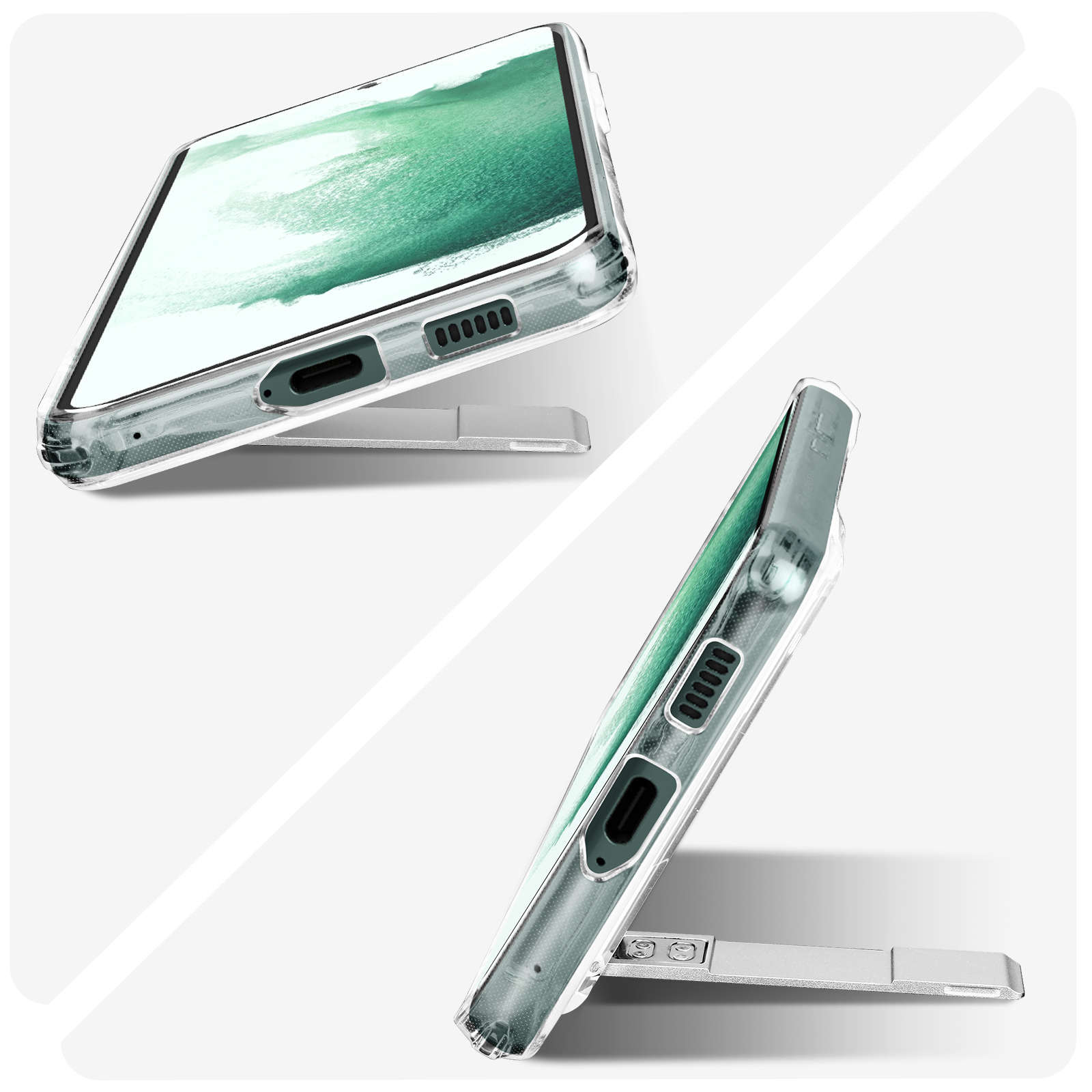 ESR Hülle mit integriertem Samsung, Transparent S22 Plus, Galaxy Series, Ständer Backcover