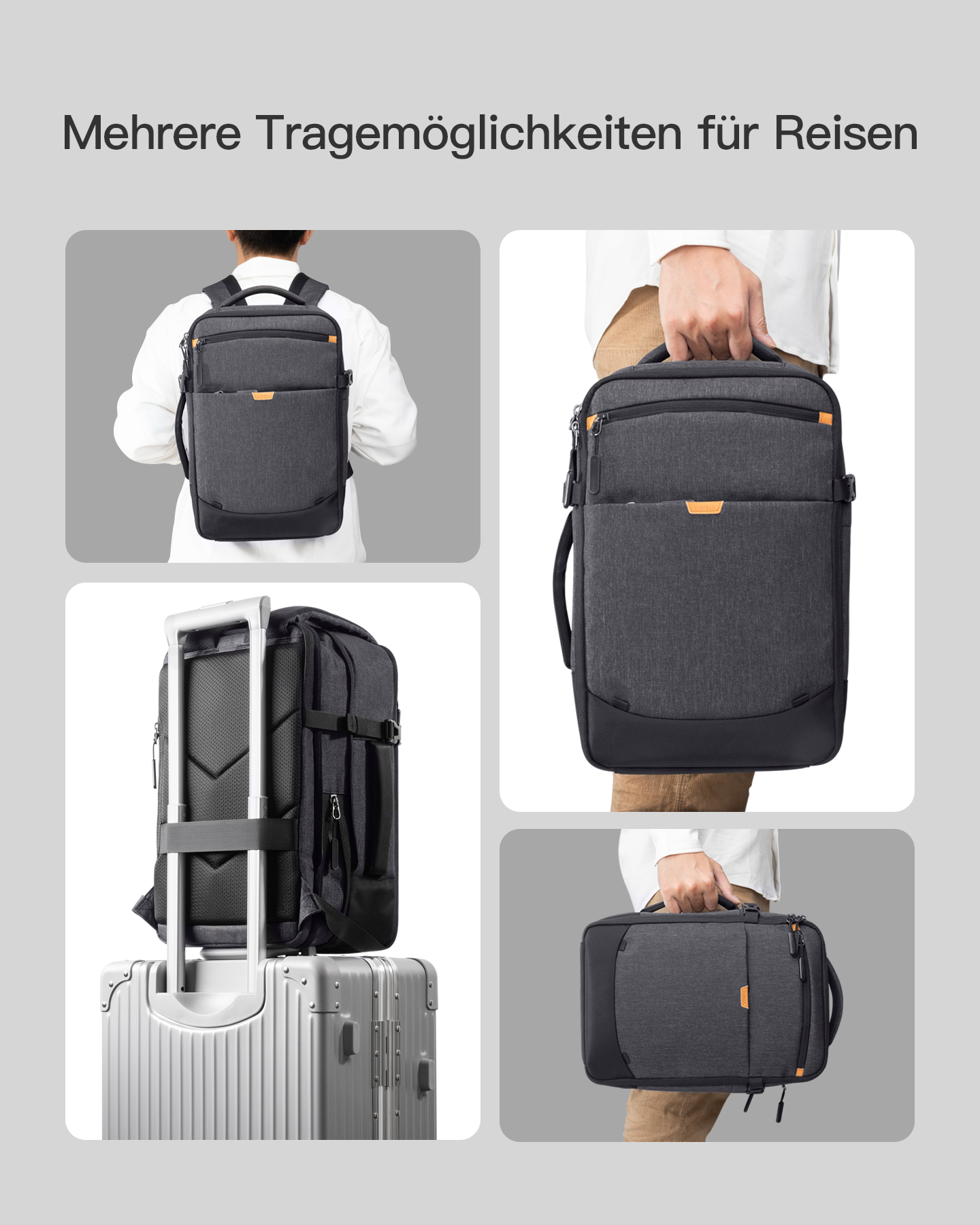 INATECK Rucksack 17-20L, für Geschäftsreisen, 40x25x20, Pendeln black, für Low-Cost-/Budget-Airlines Unisex