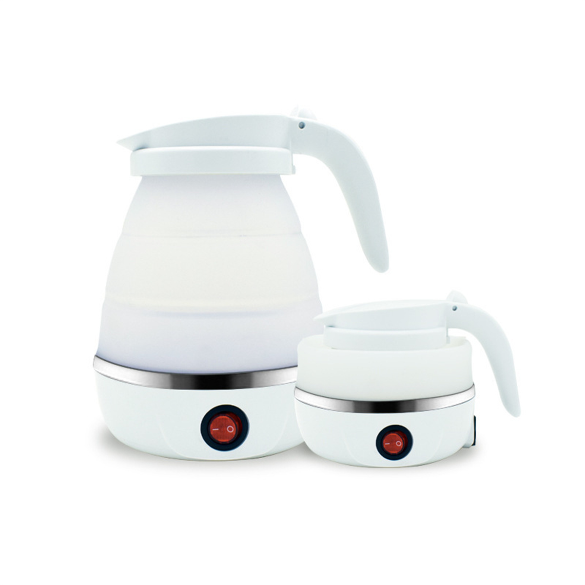 FEI Elektrischer Wasserkocher Weiß 304 Edelstahl Wasserkocher, Wasserkocher Zusammenklappbarer Mini-Wasserkocher Weiß