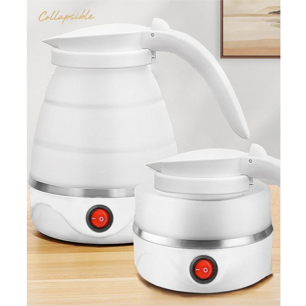 304 Zusammenklappbarer Elektrischer Mini-Wasserkocher Wasserkocher Wasserkocher FEI Weiß Wasserkocher, Weiß Edelstahl