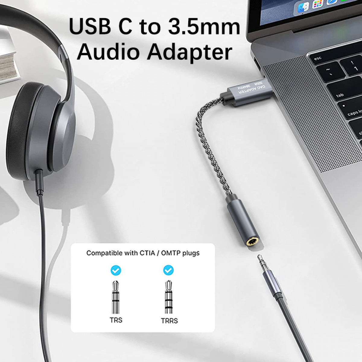 DAC-Adapter mm C Audio-Adapterkabel USB-C USB INF Adapter auf 32bit/384kHz 3,5 Klinke