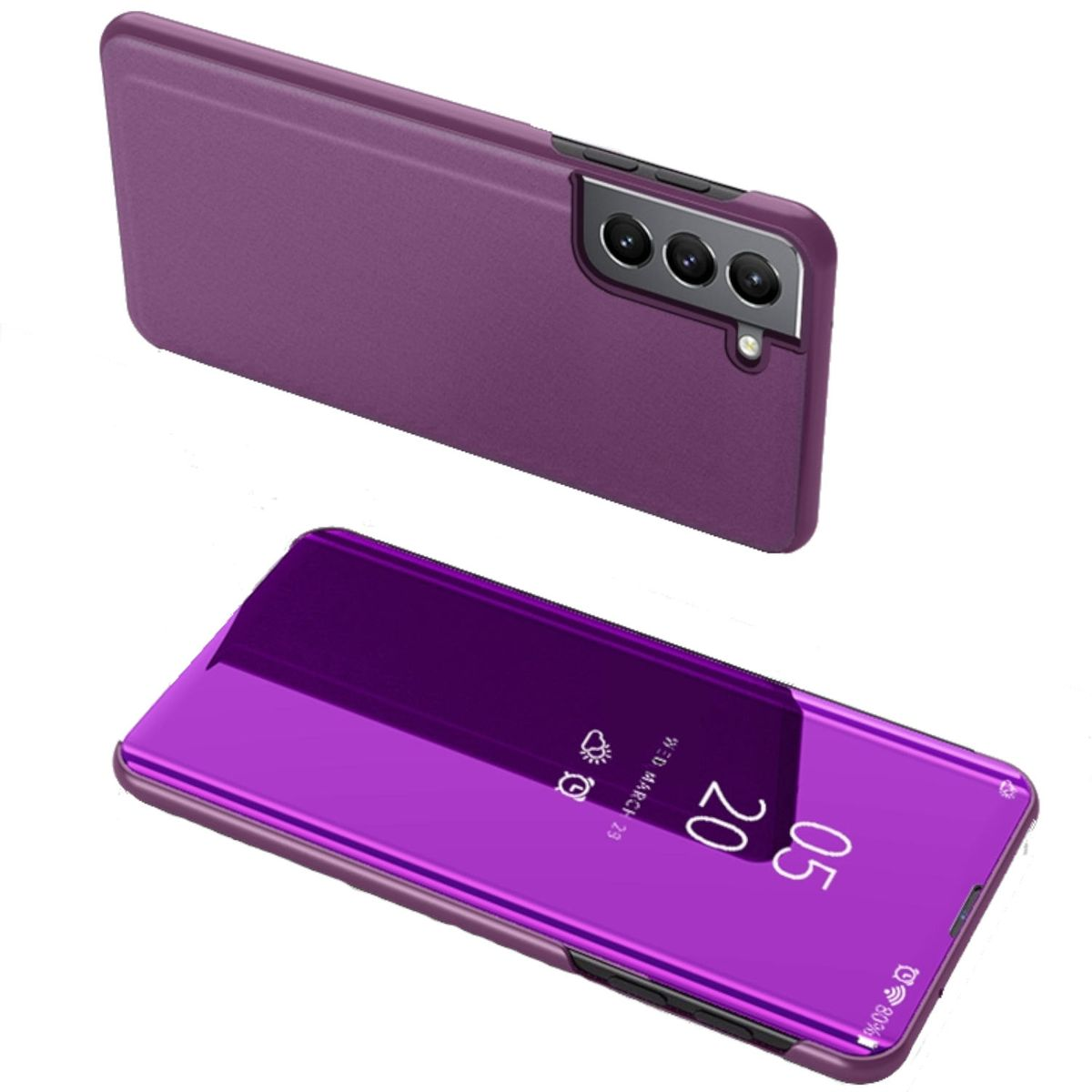 Cover, Samsung, Cover 5G, Galaxy Mirror Smart Magenta Spiegel S22 View Clear WIGENTO Hülle, Full