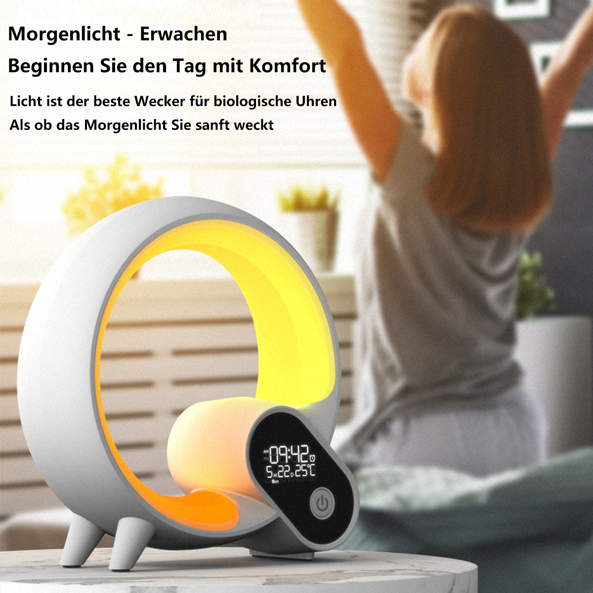 SHAOKE Bluetooth Light Schwarz Up Wake Kabelloser Subwoofer, Sonnenaufgangswecker Lautsprecher Analoger Umgebungslicht Smart