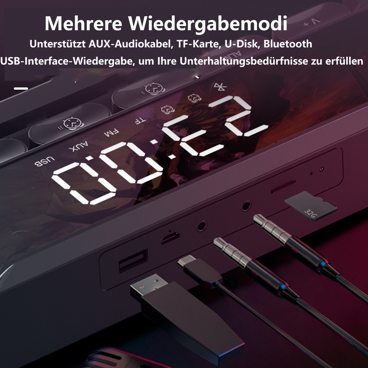 SHAOKE Lautsprecher Schillernde Tastatur sieben führte Hause Desktop Computer farbige Schwarz nach Sound Lichter Kabelloser Subwoofer