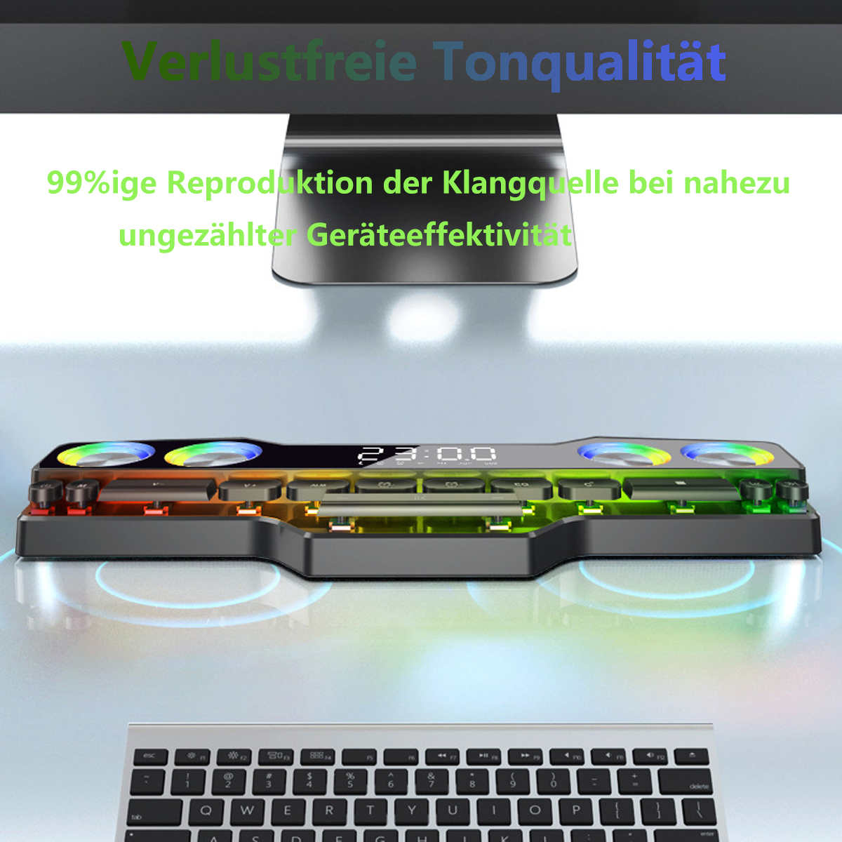 SHAOKE Lautsprecher Schillernde Tastatur sieben führte Hause Desktop Computer farbige Schwarz nach Sound Lichter Kabelloser Subwoofer