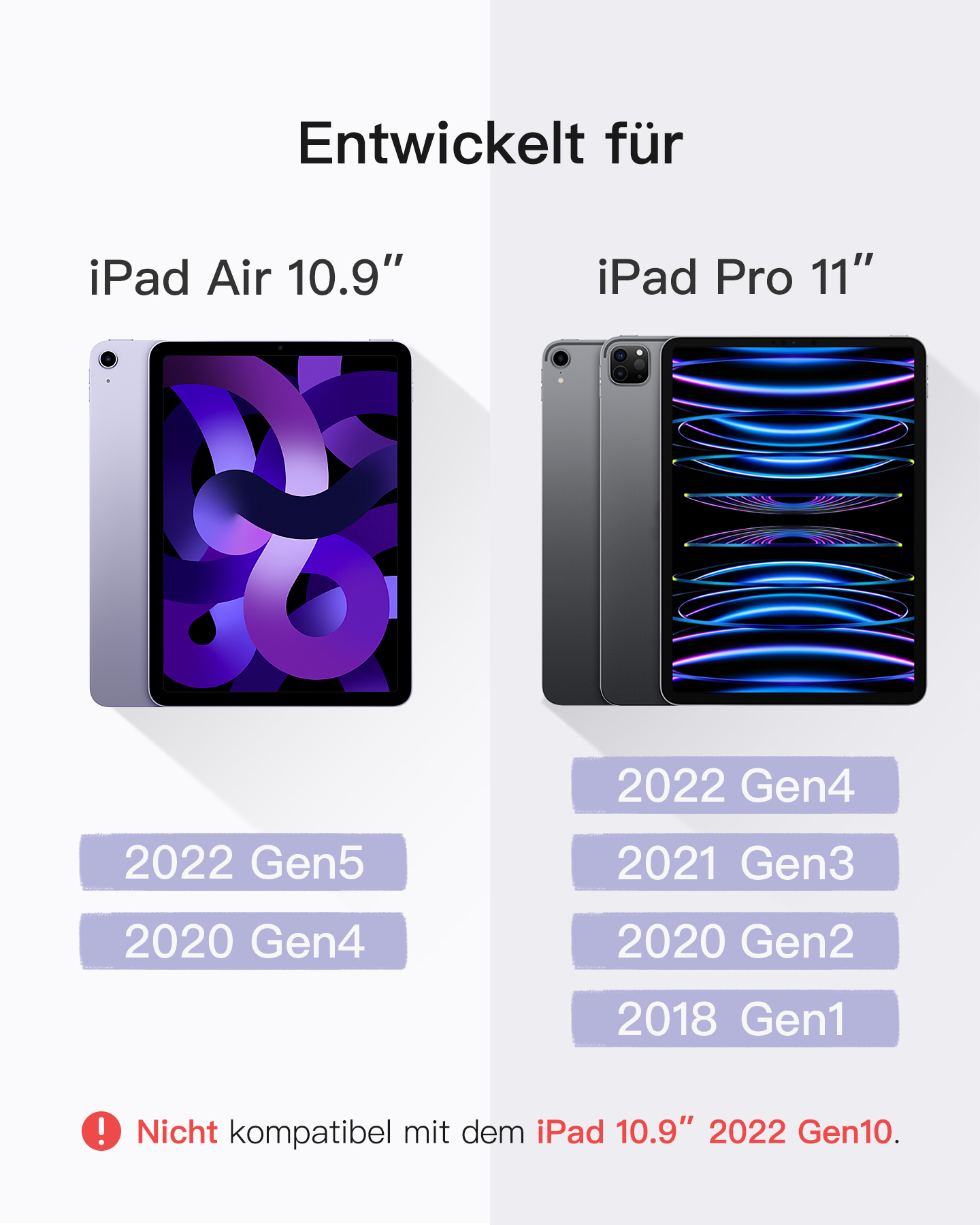 INATECK Tastatur für iPad Touchpad, Ständer,Abnehmbare 11,Hoch-/Querformat 5/4,iPad Pro Hülle Tastatur Air Tastatur mit