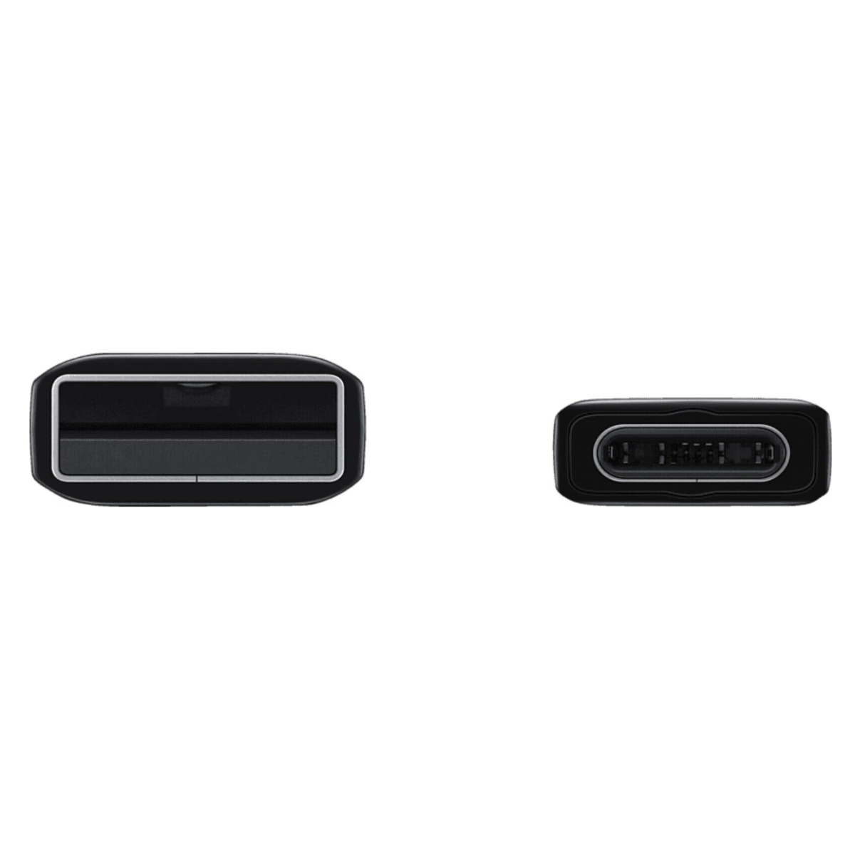 Zwei schwarze USB-C-Anschlüsse, einer eingesteckt und einer separat. Beide sind schwarz.