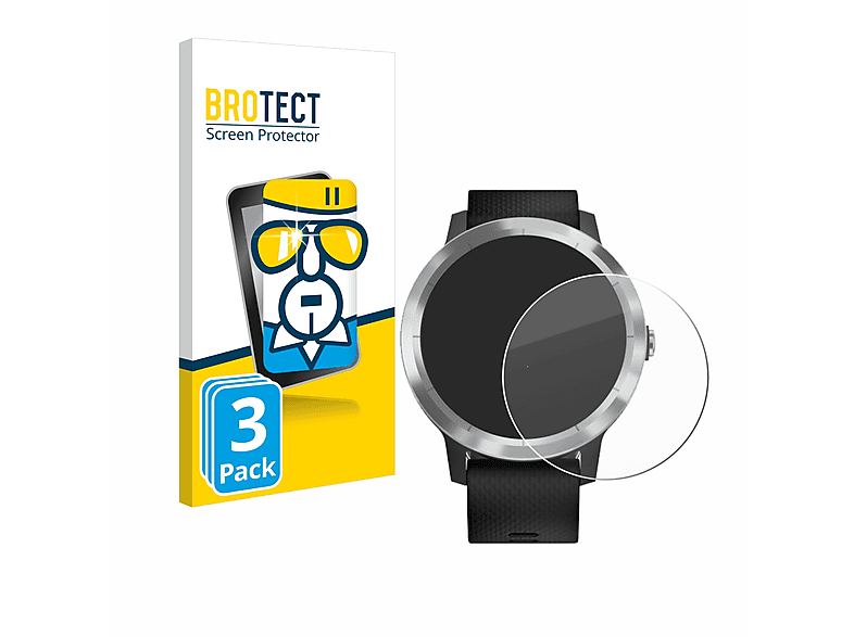 BROTECT 3x 9H klares Schutzglas(für Garmin vivoactive 3) | Smartwatch Schutzfolien & Gläser