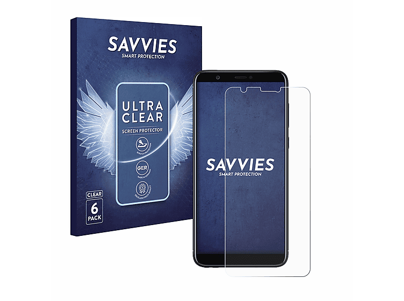 6x klare P SAVVIES smart Schutzfolie(für 2018) Huawei