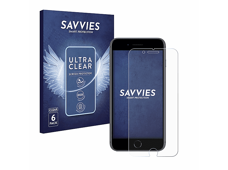 SAVVIES 6x klare Schutzfolie(für Apple iPhone 8 Plus)